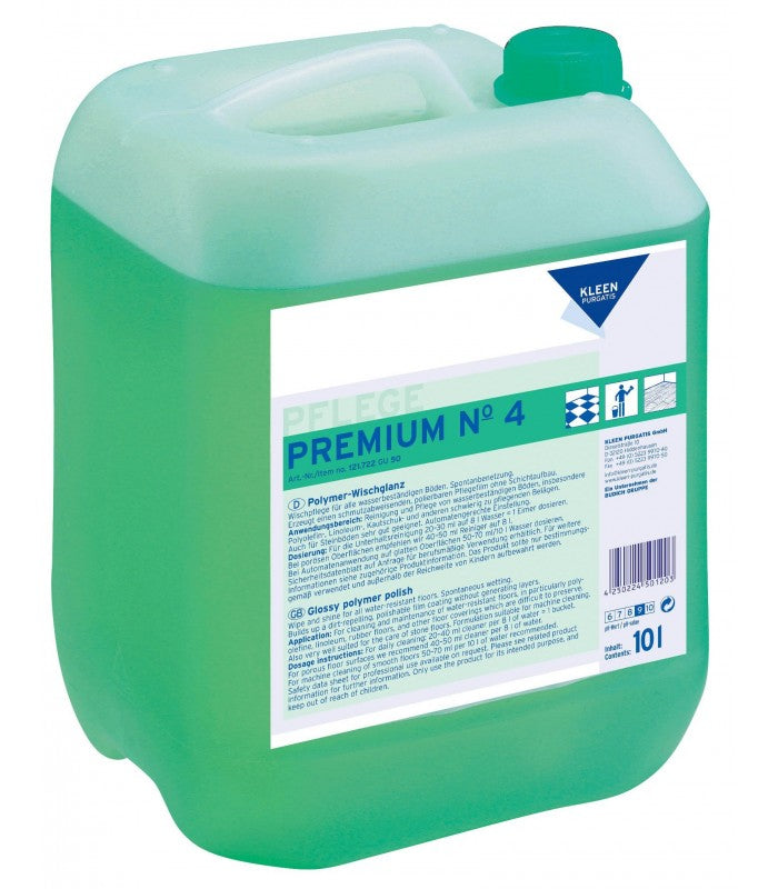 Kleen Premium Nr 4 pozostawia powłokę zabezpieczającą, wysokoskoncentrowany środek z dodatkiem polimerów środek do czyszczenia i pielęgnacji podłóg